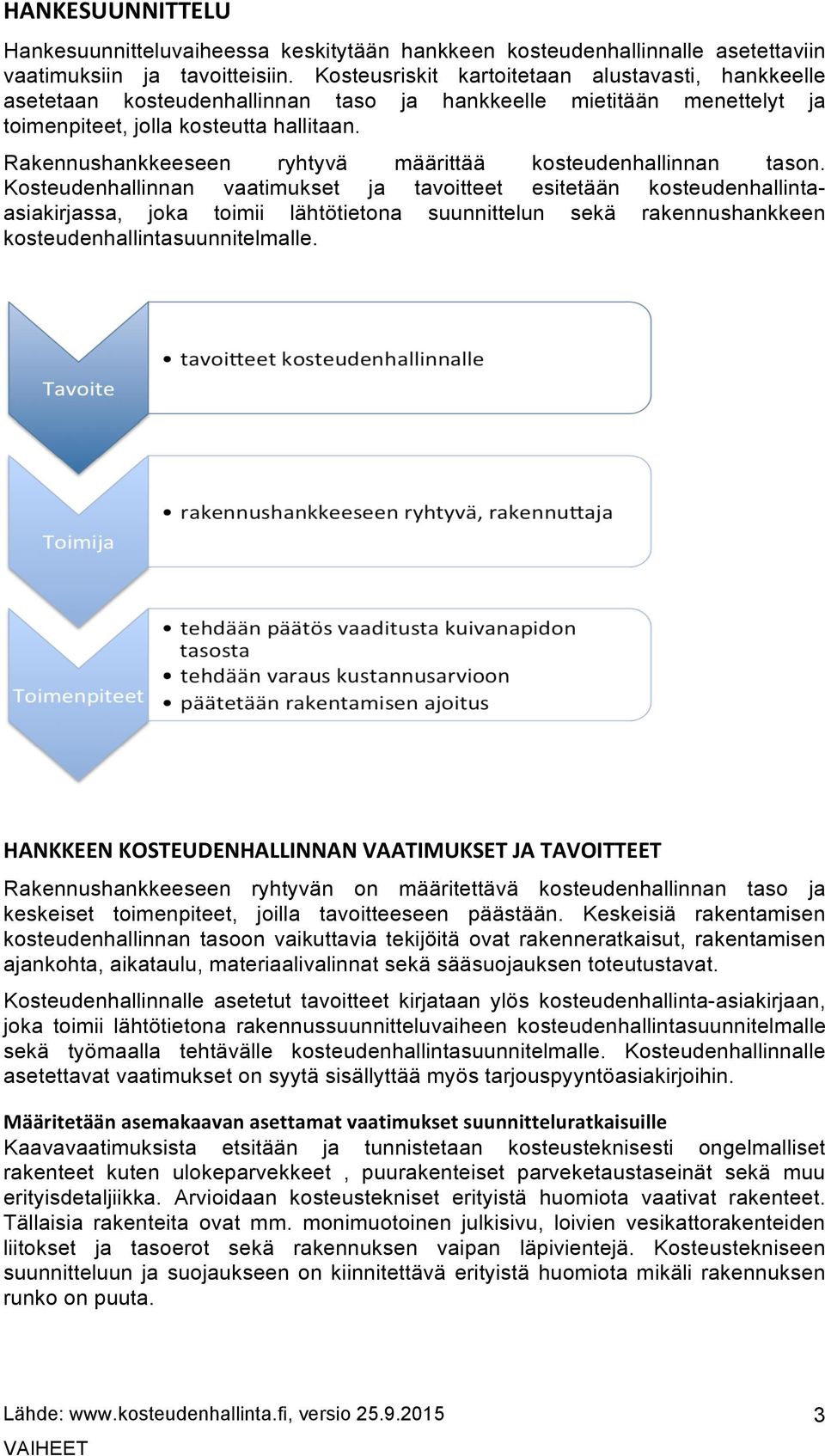 Rakennushankkeeseen ryhtyvä määrittää kosteudenhallinnan tason.