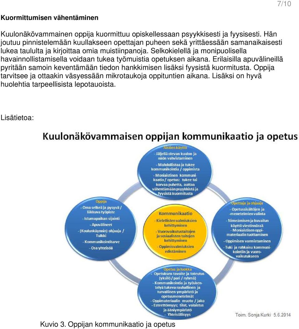 Selkokielellä ja monipuolisella havainnollistamisella voidaan tukea työmuistia opetuksen aikana.