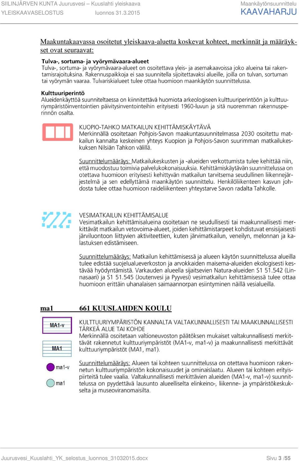 .3.2015 KAAVAHARJU Maakuntakaavassa osoitetut yleiskaava-aluetta koskevat