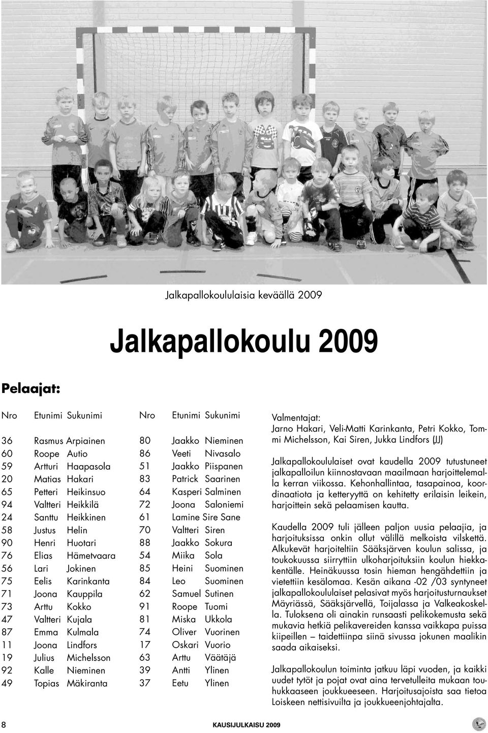 Lindfors 19 Julius Michelsson 92 Kalle Nieminen 49 Topias Mäkiranta Nro Etunimi Sukunimi 80 Jaakko Nieminen 86 Veeti Nivasalo 51 Jaakko Piispanen 83 Patrick Saarinen 64 Kasperi Salminen 72 Joona