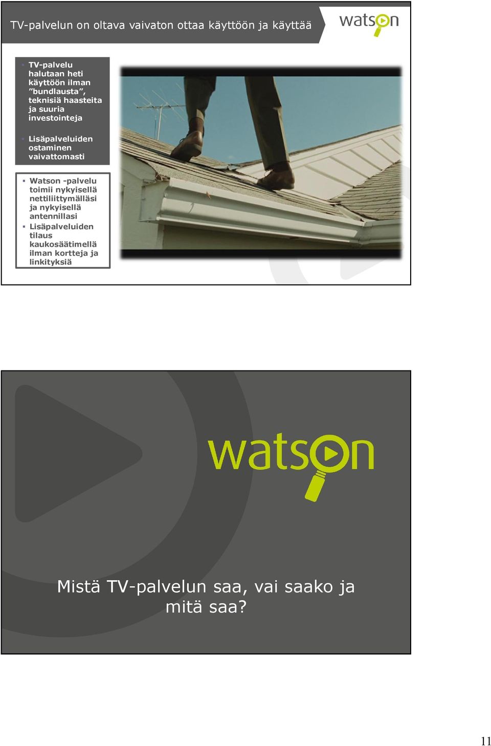 Watson -palvelu toimii nykyisellä nettiliittymälläsi ja nykyisellä antennillasi Lisäpalveluiden