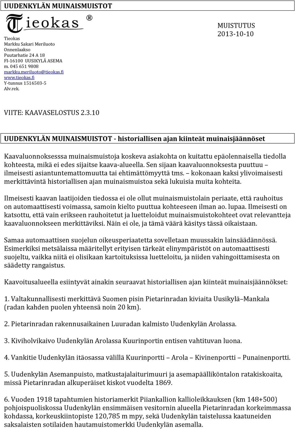 10 10 VIITE: KAAVASELOSTUS 2.3.