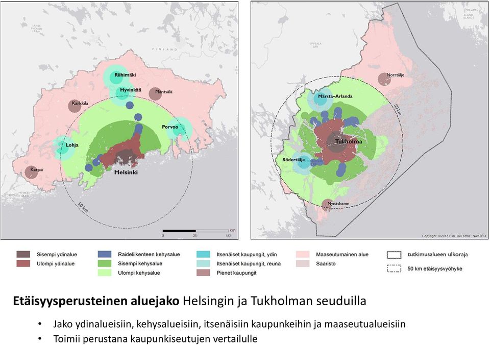 kehysalueisiin, itsenäisiin kaupunkeihin ja