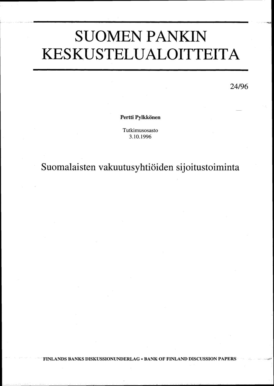 1996 Suomalaisten vakuutusyhtiöiden