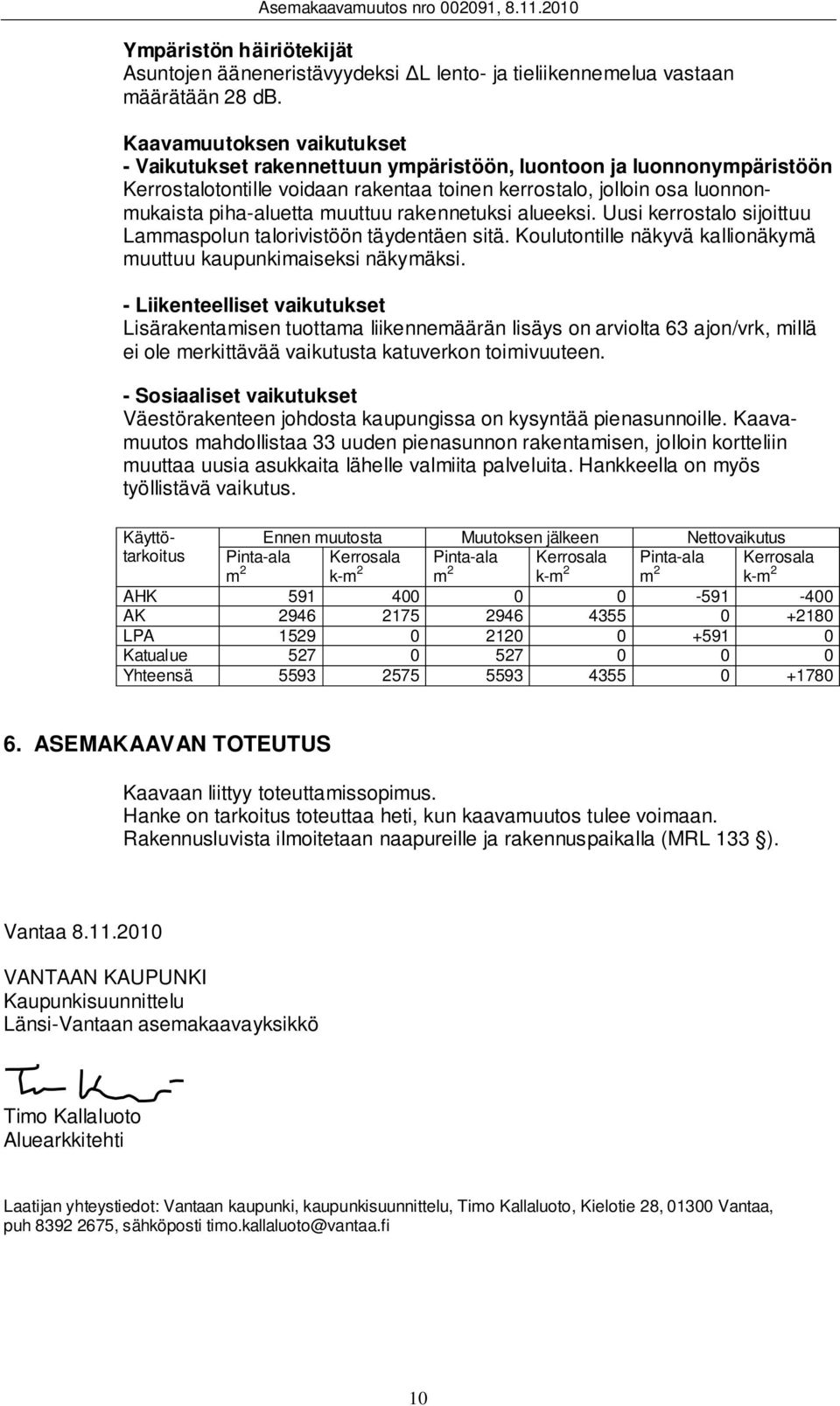 muuttuu rakennetuksi alueeksi. Uusi kerrostalo sijoittuu Lammaspolun talorivistöön täydentäen sitä. Koulutontille näkyvä kallionäkymä muuttuu kaupunkimaiseksi näkymäksi.