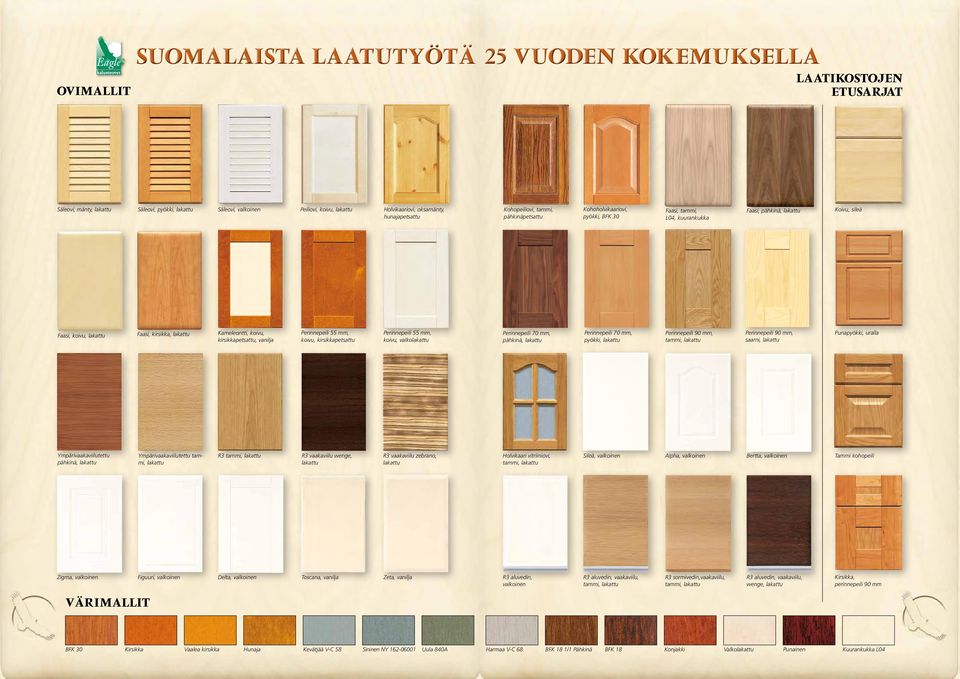 lakattu Kameleontti, koivu, kirsikka petsattu, vanilja Perinnepeili 55 mm, koivu, kirsikkapetsattu Perinnepeili 55 mm, koivu, valkolakattu Perinnepeili 70 mm, pähkinä, lakattu Perinnepeili 70 mm,