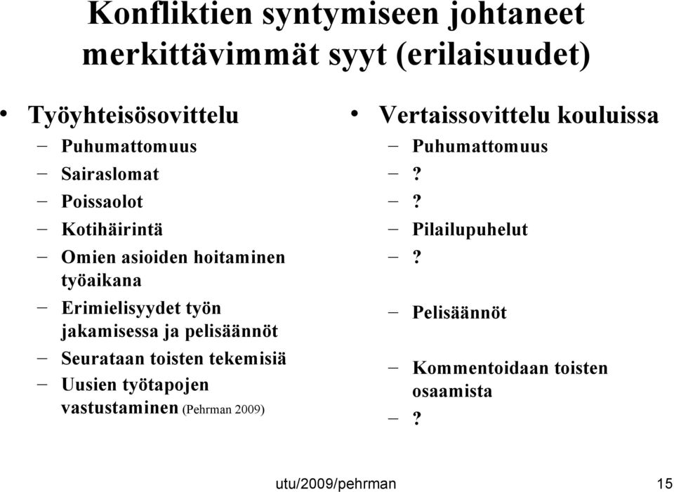 ja pelisäännöt Seurataan toisten tekemisiä Uusien työtapojen vastustaminen (Pehrman 2009)