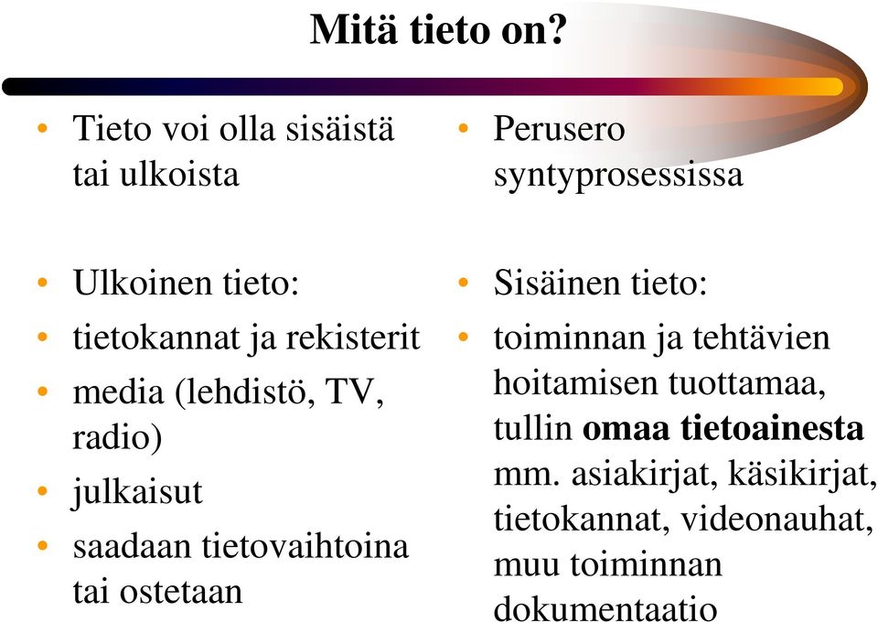 ja rekisterit media (lehdistö, TV, radio) julkaisut saadaan tietovaihtoina tai ostetaan