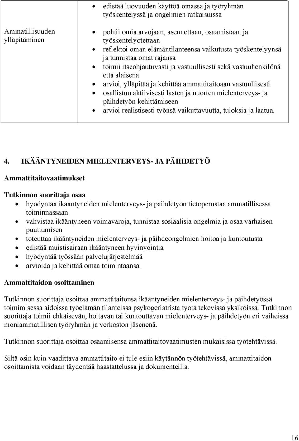 vastuullisesti osallistuu aktiivisesti lasten ja nuorten mielenterveys- ja päihdetyön kehittämiseen arvioi realistisesti työnsä vaikuttavuutta, tuloksia ja laatua. 4.