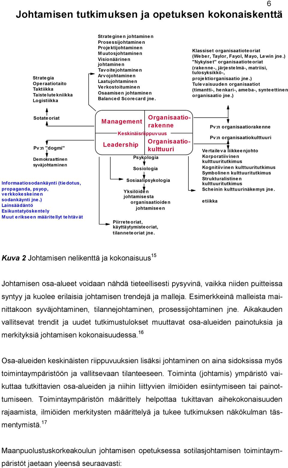 Klassiset organisaatioteoriat (Weber, Taylor, Fayol, M ayo, Lewin jne.) "Nykyiset" organisaatioteoriat (rakenne-, järjestelmä-, matriisi, tulosyksikkö-, projektiorganisaatio jne.