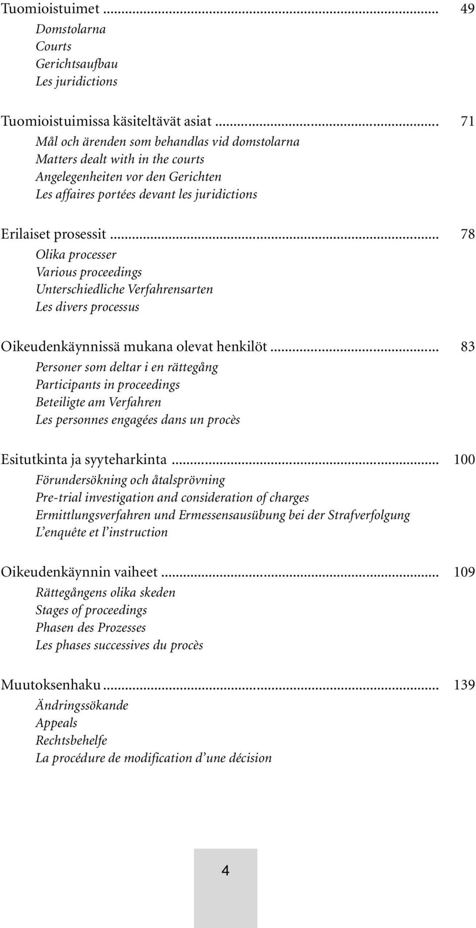 .. 78 Olika processer Various proceedings Unterschiedliche Verfahrensarten Les divers processus Oikeudenkäynnissä mukana olevat henkilöt.