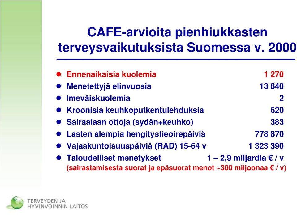 keuhkoputkentulehduksia t hd k 620 Sairaalaan ottoja (sydän+keuhko) 383 Lasten alempia