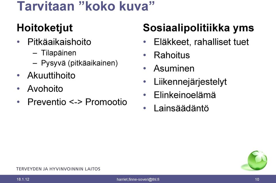 Sosiaalipolitiikka yms Eläkkeet, rahalliset tuet Rahoitus Asuminen