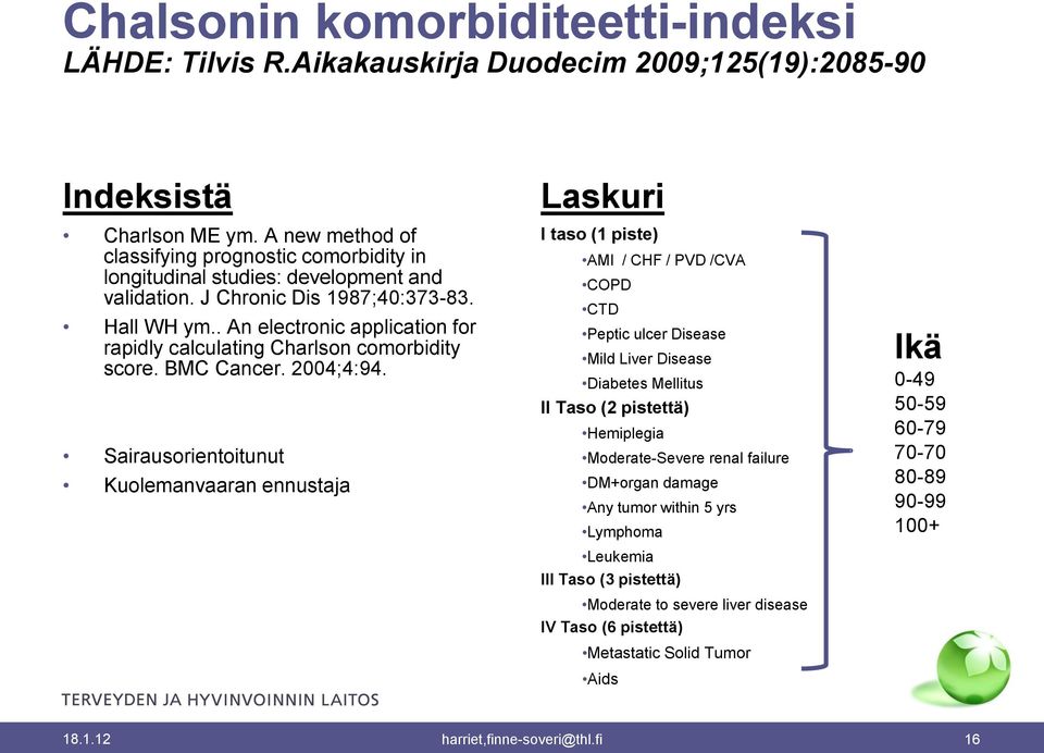 . An electronic application for rapidly calculating Charlson comorbidity score. BMC Cancer. 2004;4:94.