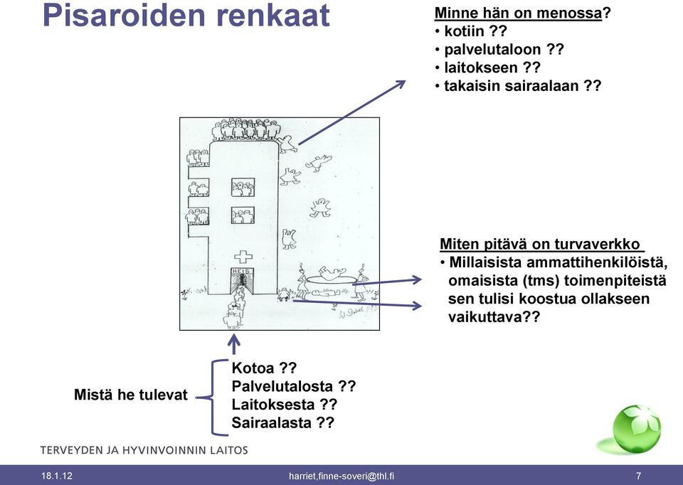 ? Miten pitävä on turvaverkko Millaisista ammattihenkilöistä, omaisista (tms)