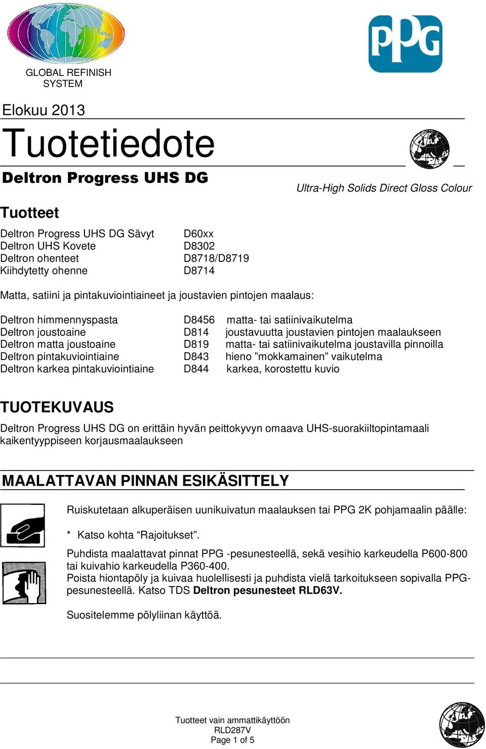 maalaukseen Deltron matta joustoaine D819 matta- tai satiinivaikutelma joustavilla pinnoilla Deltron pintakuviointiaine D843 hieno mokkamainen vaikutelma Deltron karkea pintakuviointiaine D844