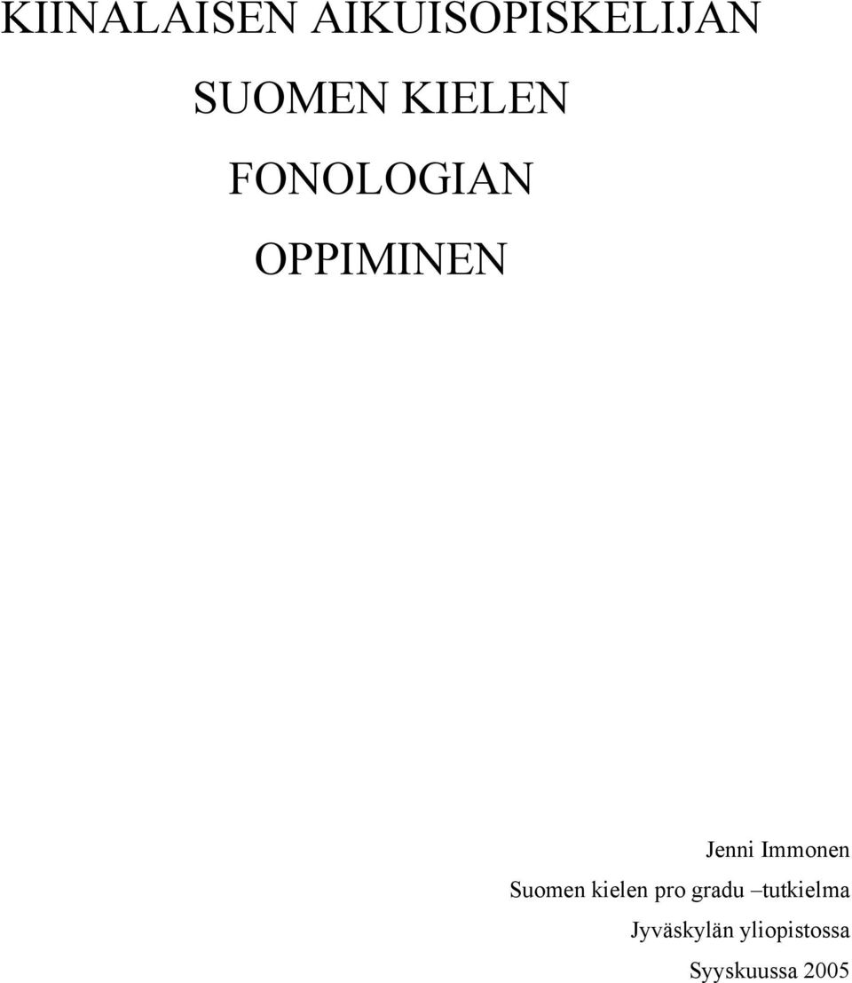 Immonen Suomen kielen pro gradu