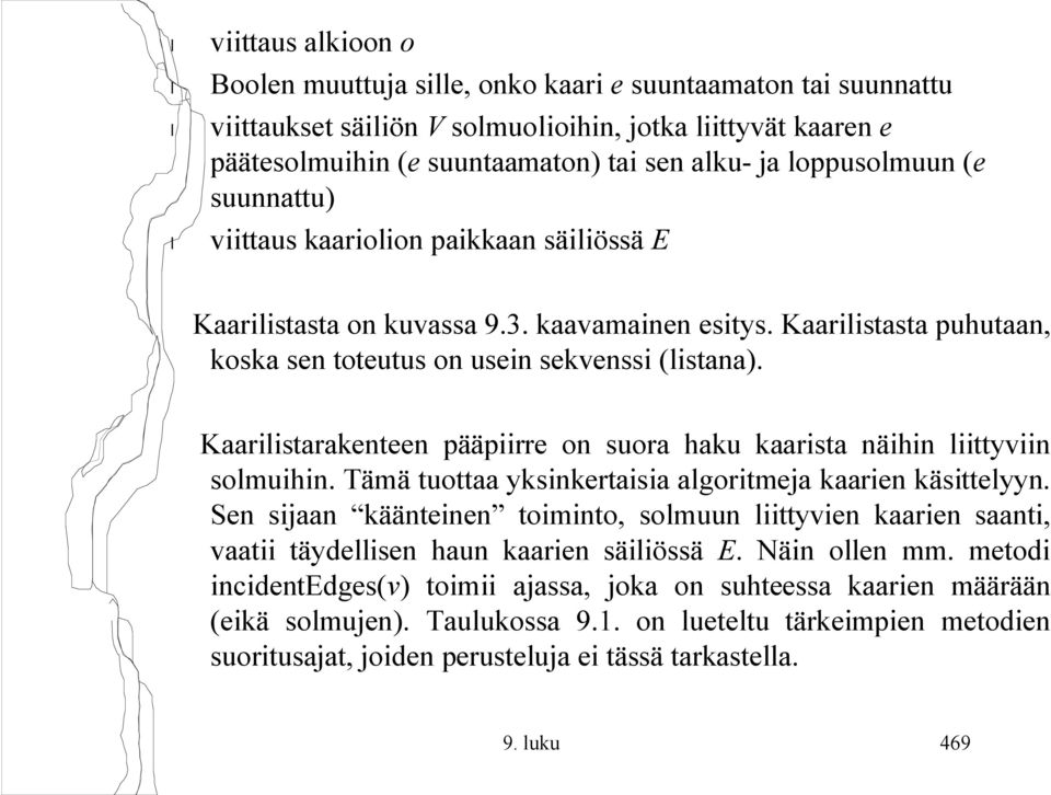 Kaarilistarakenteen pääpiirre on suora haku kaarista näihin liittyviin solmuihin. Tämä tuottaa yksinkertaisia algoritmeja kaarien käsittelyyn.