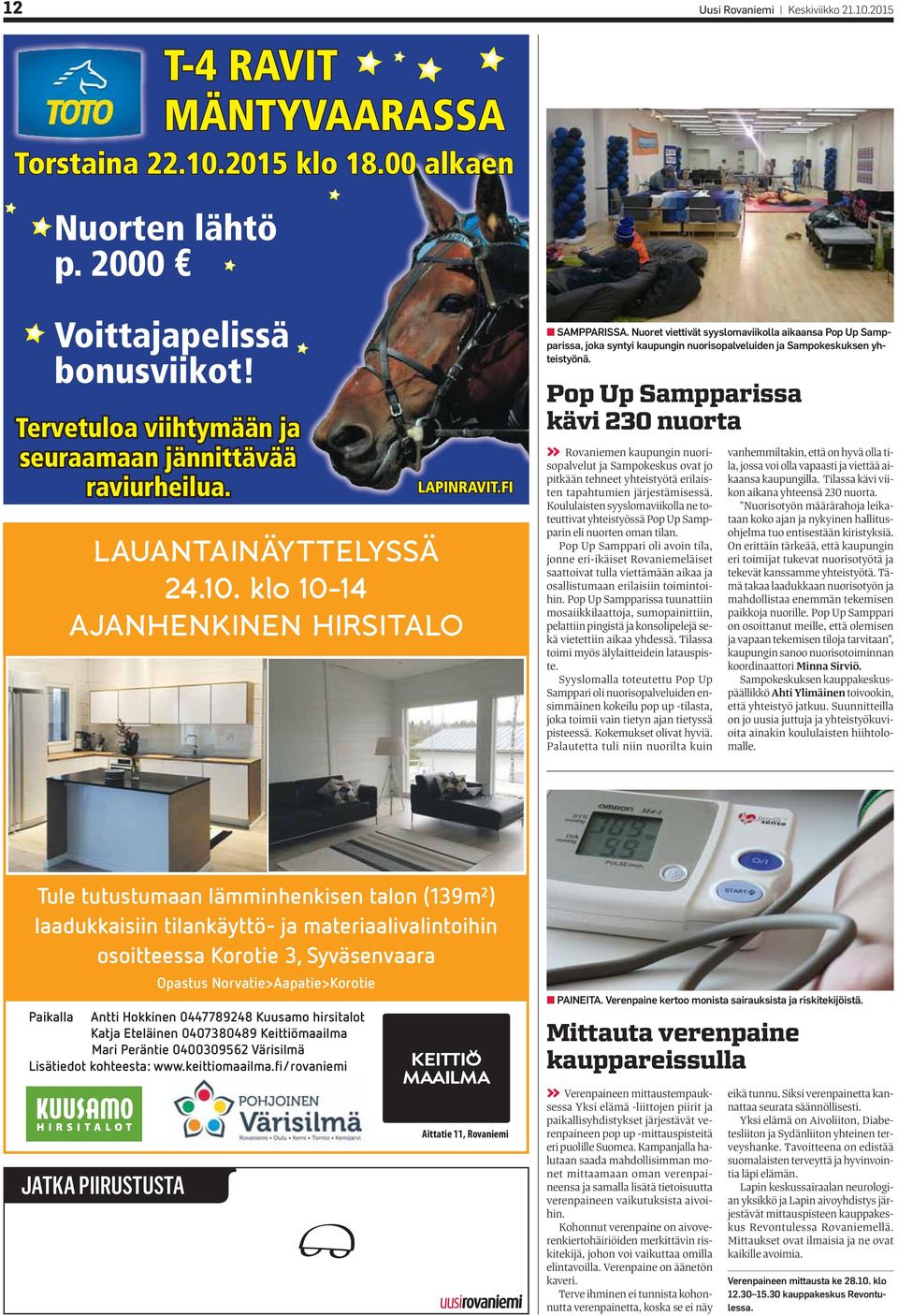 Nuoret viettivät syyslomaviikolla aikaansa Pop Up Sampparissa, joka syntyi kaupungin nuorisopalveluiden ja Sampokeskuksen yhteistyönä.