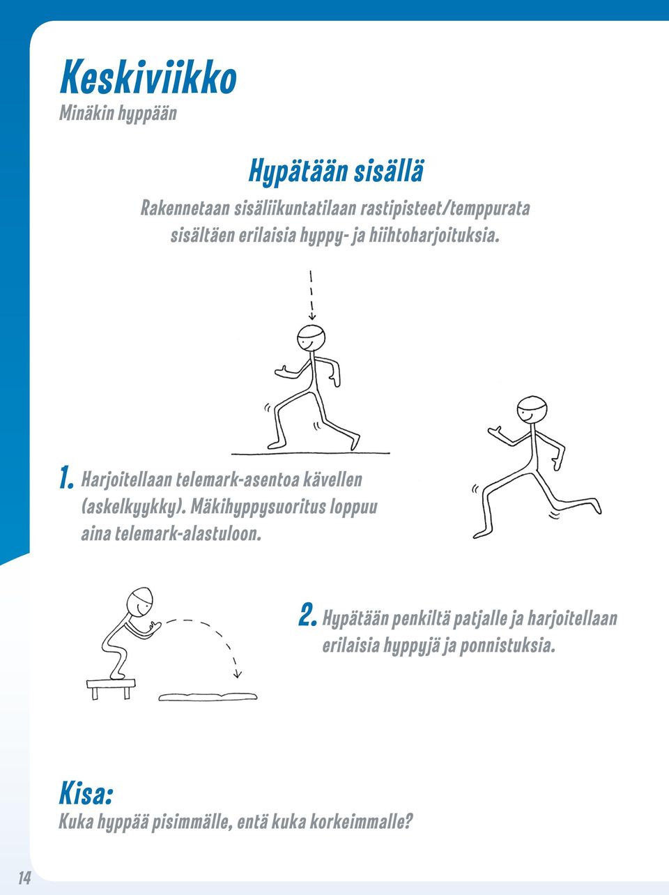 Harjoitellaan telemark-asentoa kävellen (askelkyykky).