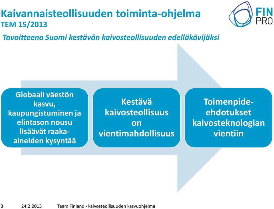 nousu lisäävät raakaaineiden kysyntää Kestävä kaivosteollisuus on vientimahdollisuus