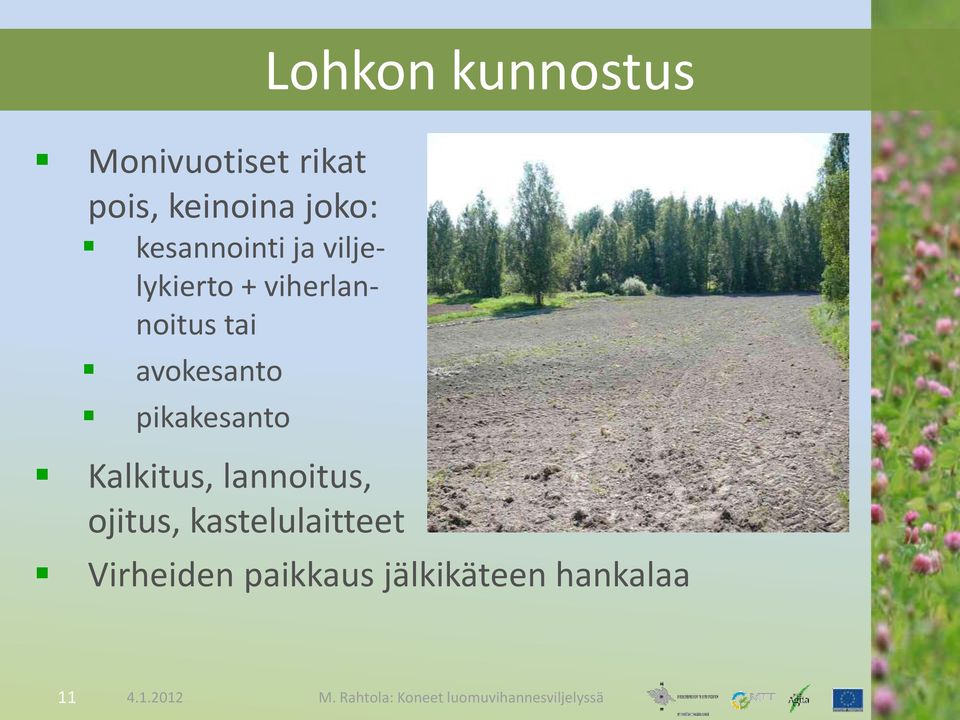 avokesanto pikakesanto Kalkitus, lannoitus, ojitus,