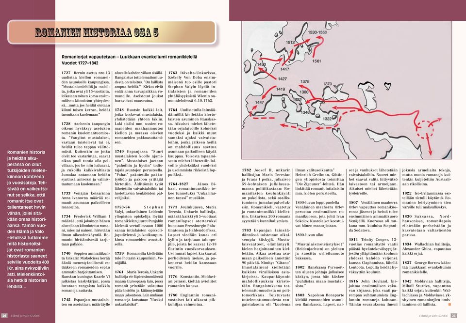Tämän vuoden Elämä ja Valo lehdissä tutkimme mitä historioitsijat ovat romanien historiasta saaneet selville vuodelta 400 jkr. aina nykypäiviin asti.
