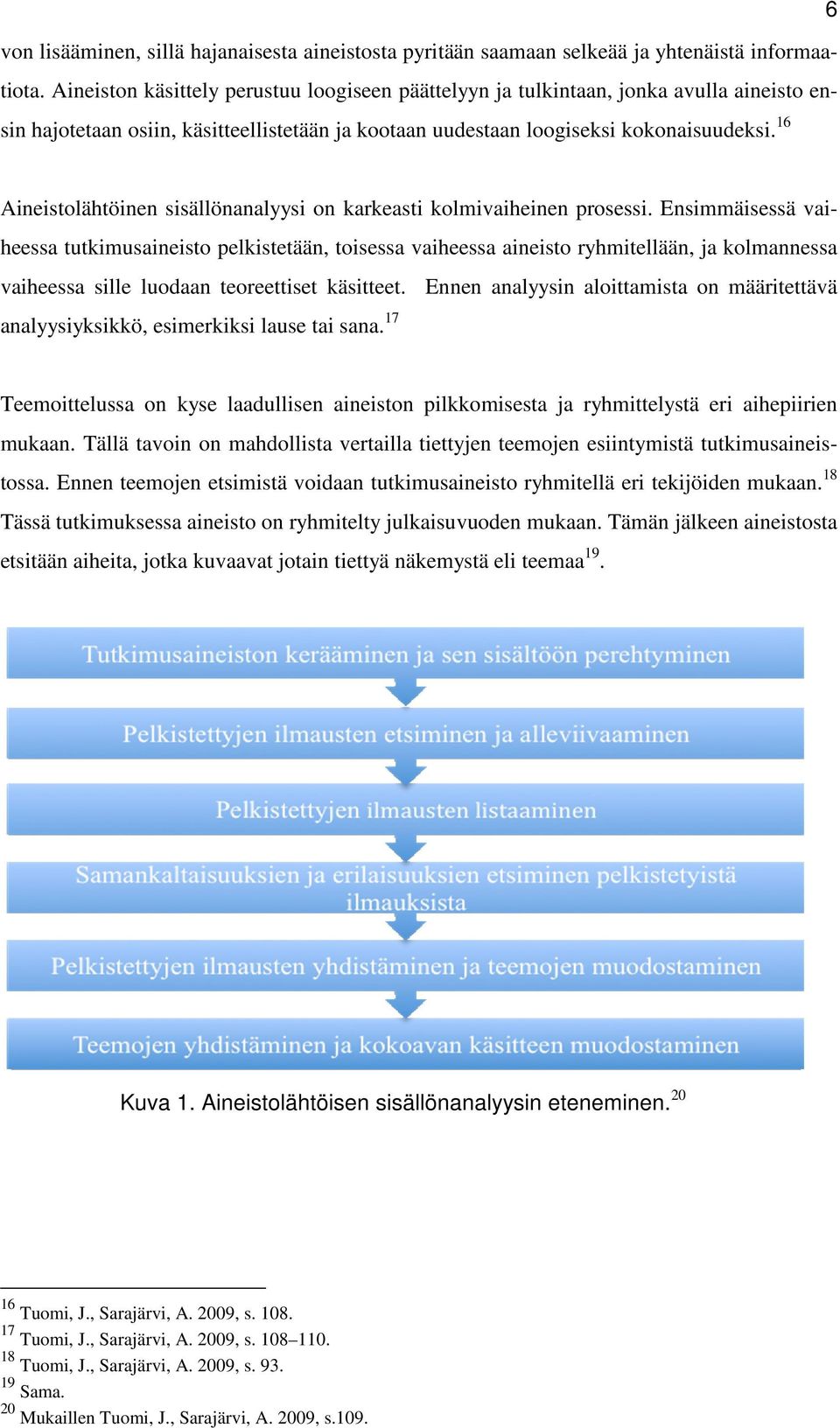 16 Aineistolähtöinen sisällönanalyysi on karkeasti kolmivaiheinen prosessi.