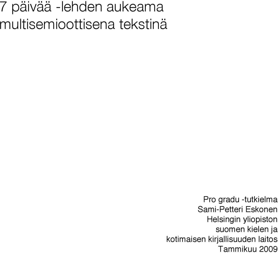 Eskonen Helsingin yliopiston suomen kielen