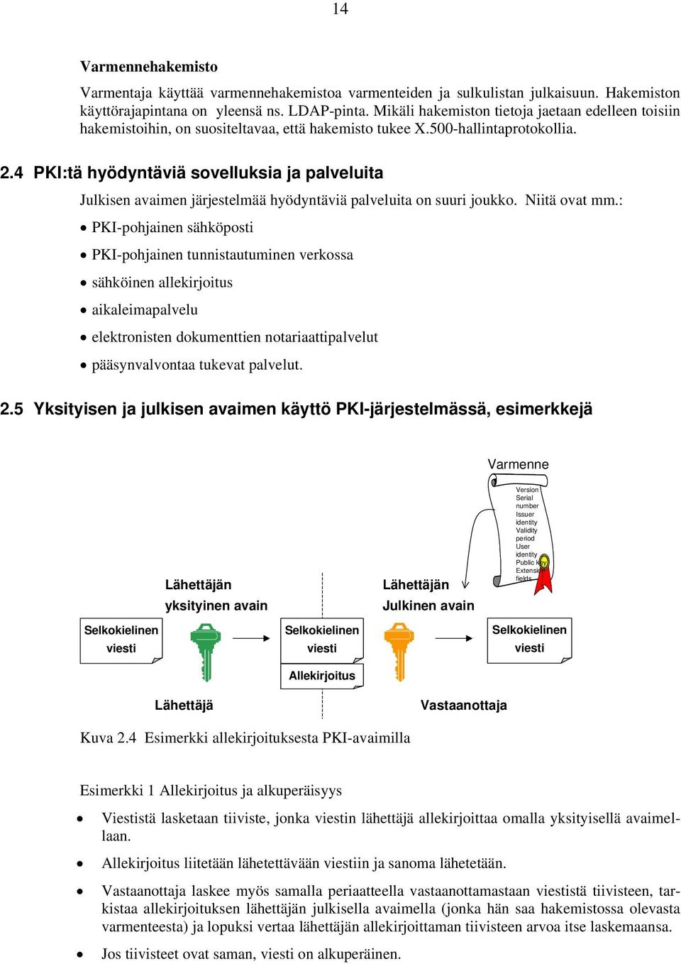 4 PKI:tä hyödyntäviä sovelluksia ja palveluita Julkisen avaimen järjestelmää hyödyntäviä palveluita on suuri joukko. Niitä ovat mm.