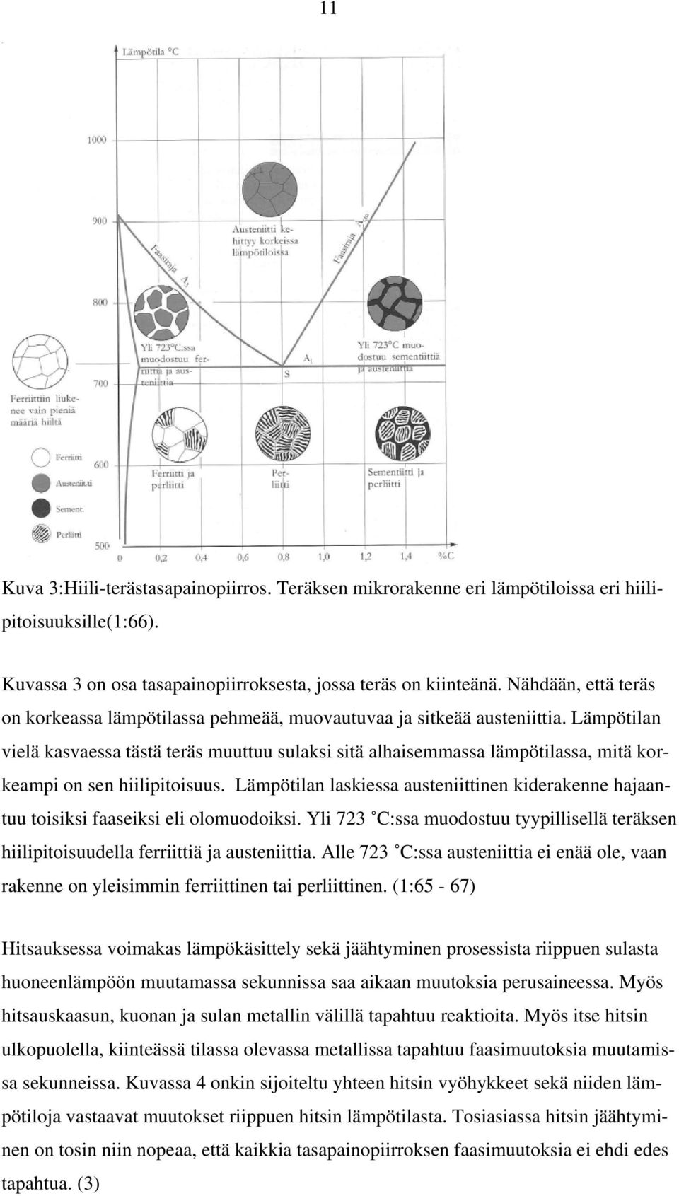 Lämpötilan vielä kasvaessa tästä teräs muuttuu sulaksi sitä alhaisemmassa lämpötilassa, mitä korkeampi on sen hiilipitoisuus.