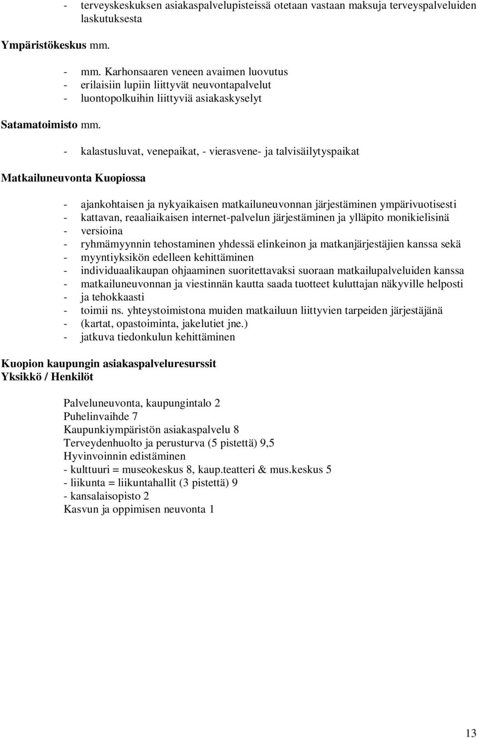 Matkailuneuvonta Kuopiossa - ajankohtaisen ja nykyaikaisen matkailuneuvonnan järjestäminen ympärivuotisesti - kattavan, reaaliaikaisen internet-palvelun järjestäminen ja ylläpito monikielisinä -