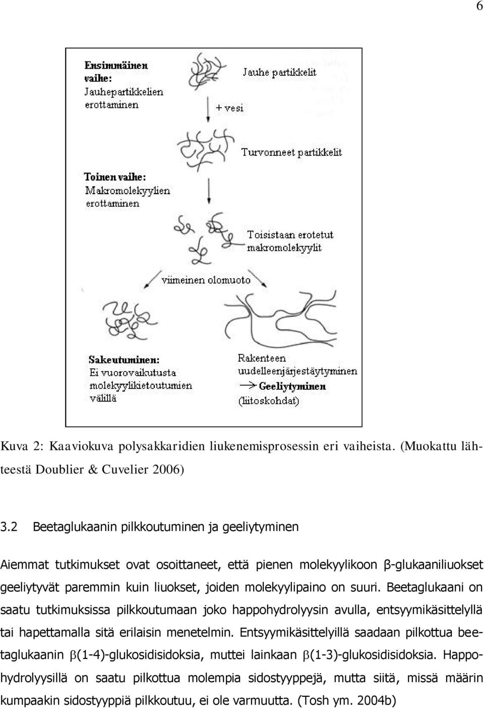 molekyylipaino on suuri. Beetaglukaani on saatu tutkimuksissa pilkkoutumaan joko happohydrolyysin avulla, entsyymikäsittelyllä tai hapettamalla sitä erilaisin menetelmin.