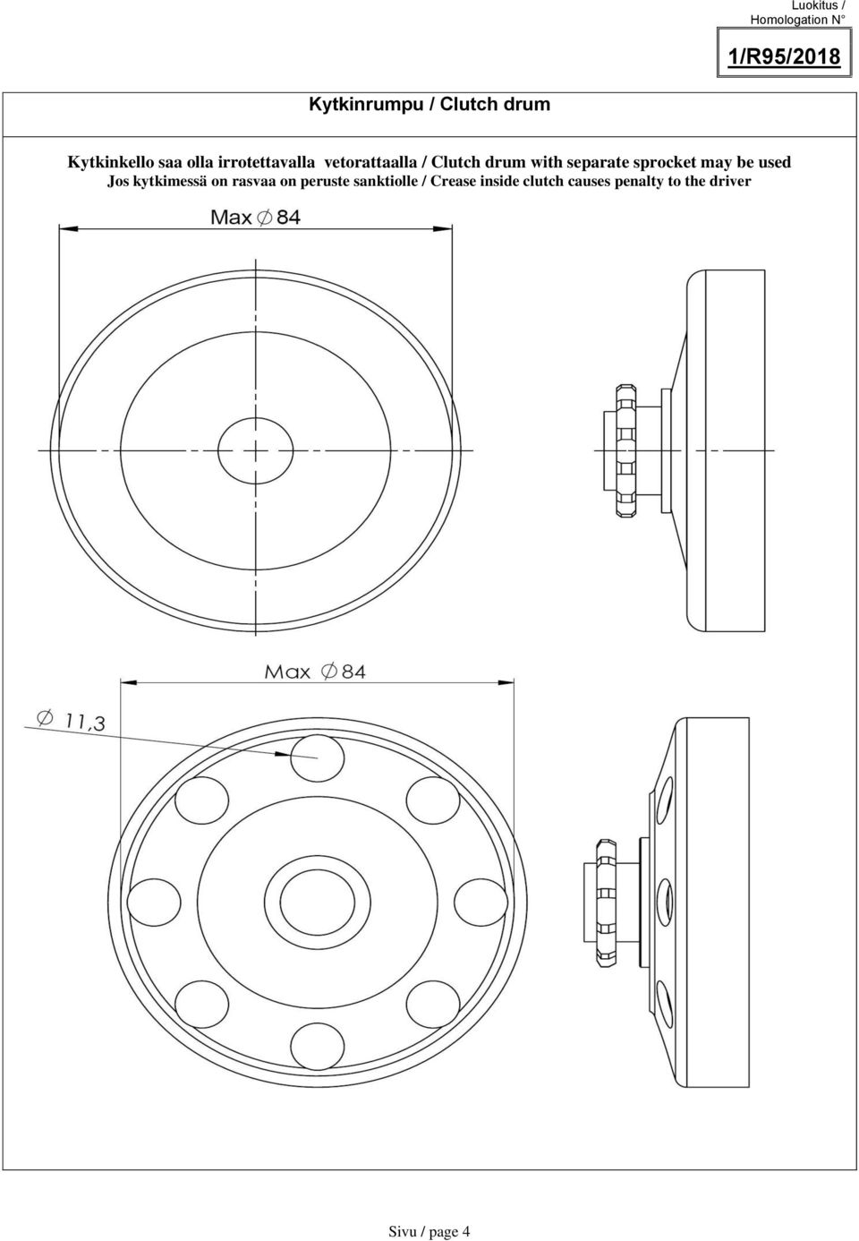 sprocket may be used Jos kytkimessä on rasvaa on peruste