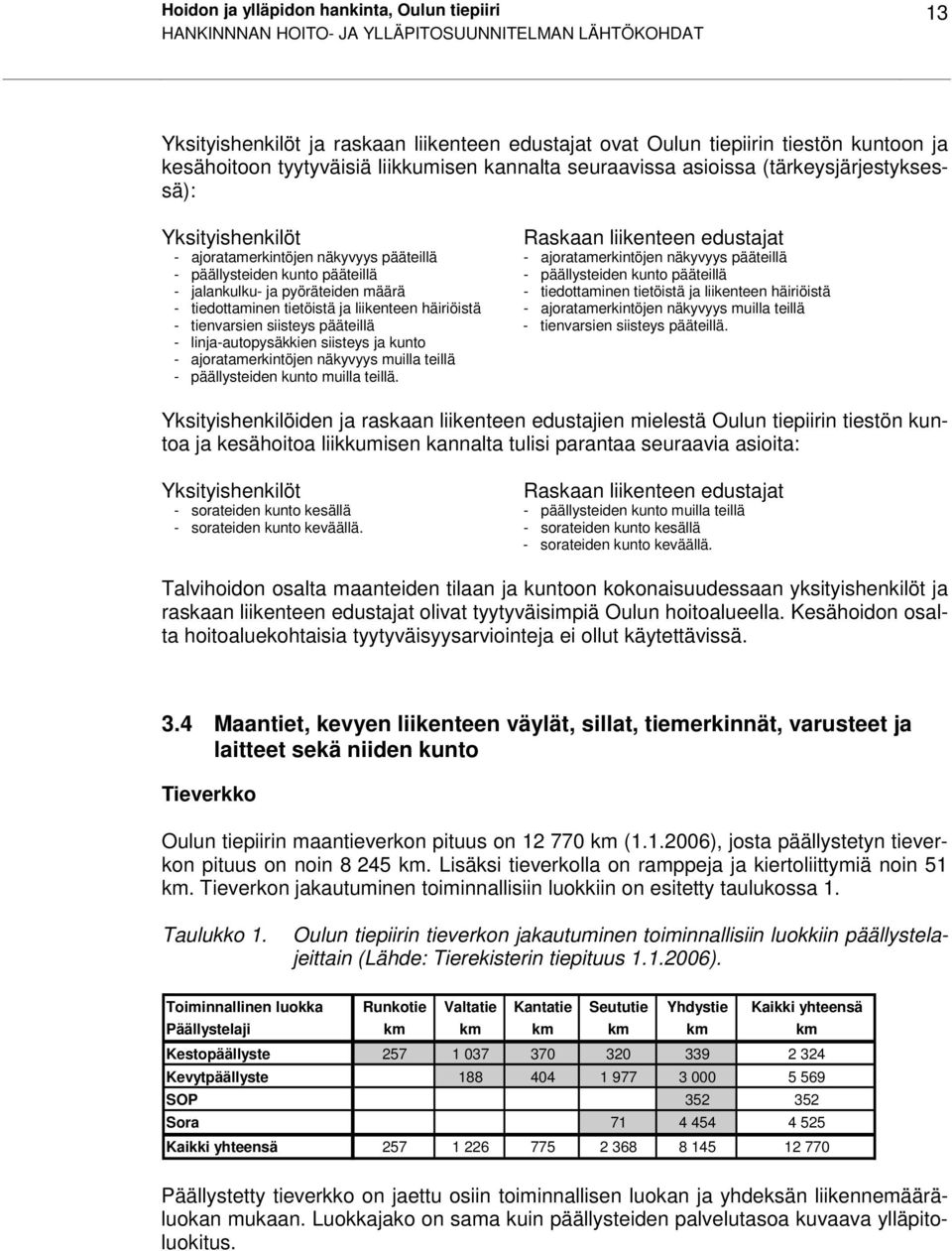 näkyvyys pääteillä - päällysteiden kunto pääteillä - päällysteiden kunto pääteillä - jalankulku- ja pyöräteiden määrä - tiedottaminen tietöistä ja liikenteen häiriöistä - tiedottaminen tietöistä ja