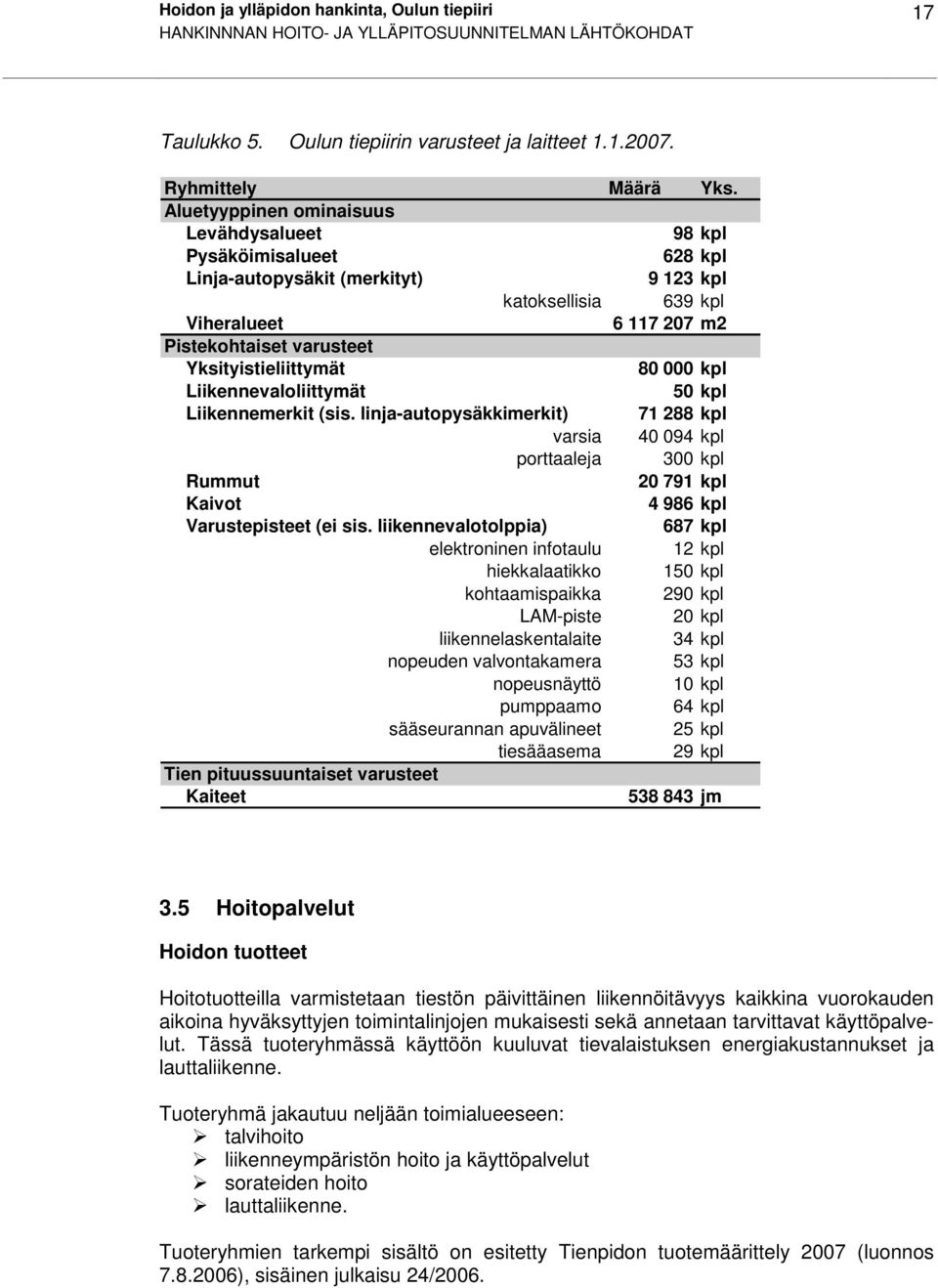 Yksityistieliittymät 80 000 kpl Liikennevaloliittymät 50 kpl Liikennemerkit (sis.