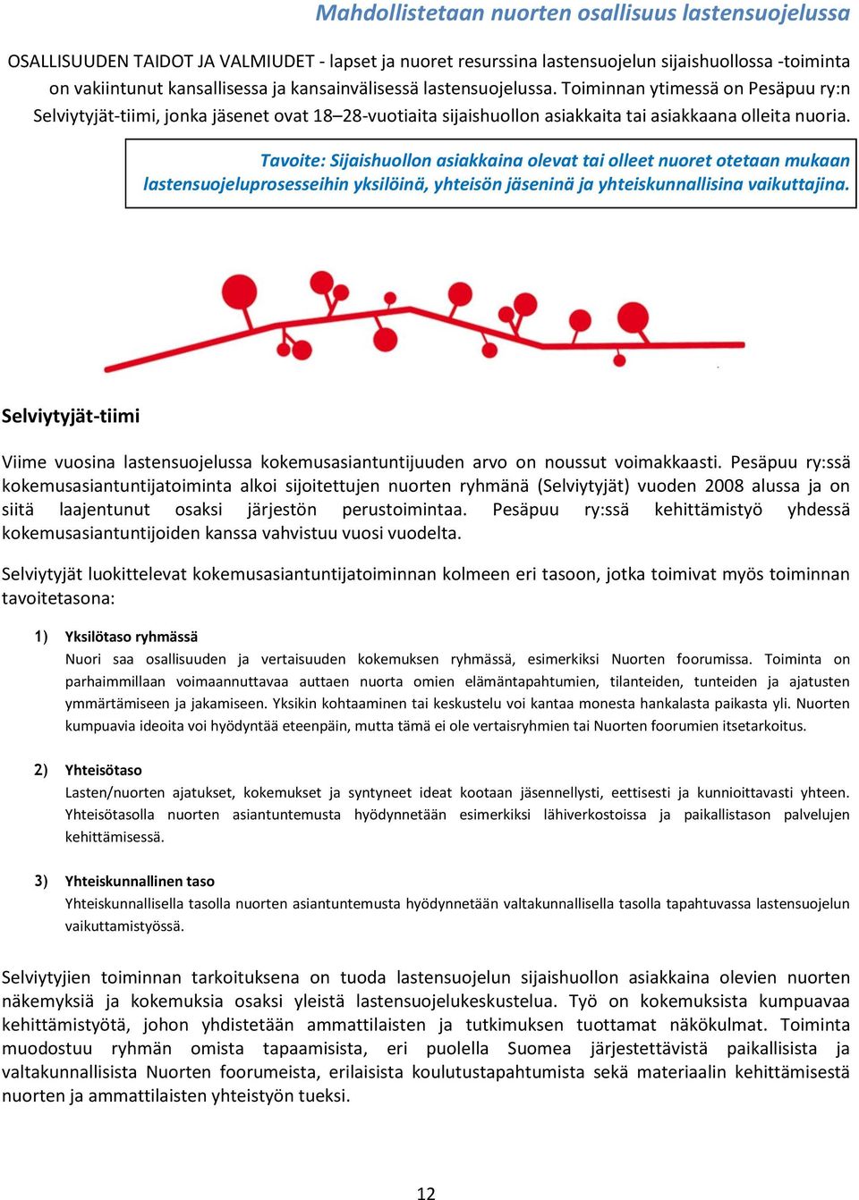 Tavoite: Sijaishuollon asiakkaina olevat tai olleet nuoret otetaan mukaan lastensuojeluprosesseihin yksilöinä, yhteisön jäseninä ja yhteiskunnallisina vaikuttajina.