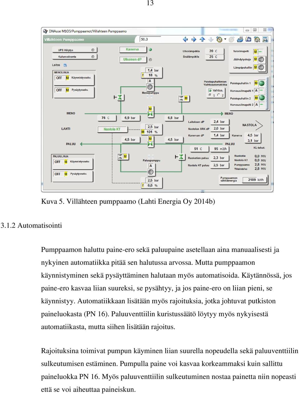 Automatiikkaan lisätään myös rajoituksia, jotka johtuvat putkiston paineluokasta (PN 16). Paluuventtiilin kuristussäätö löytyy myös nykyisestä automatiikasta, mutta siihen lisätään rajoitus.