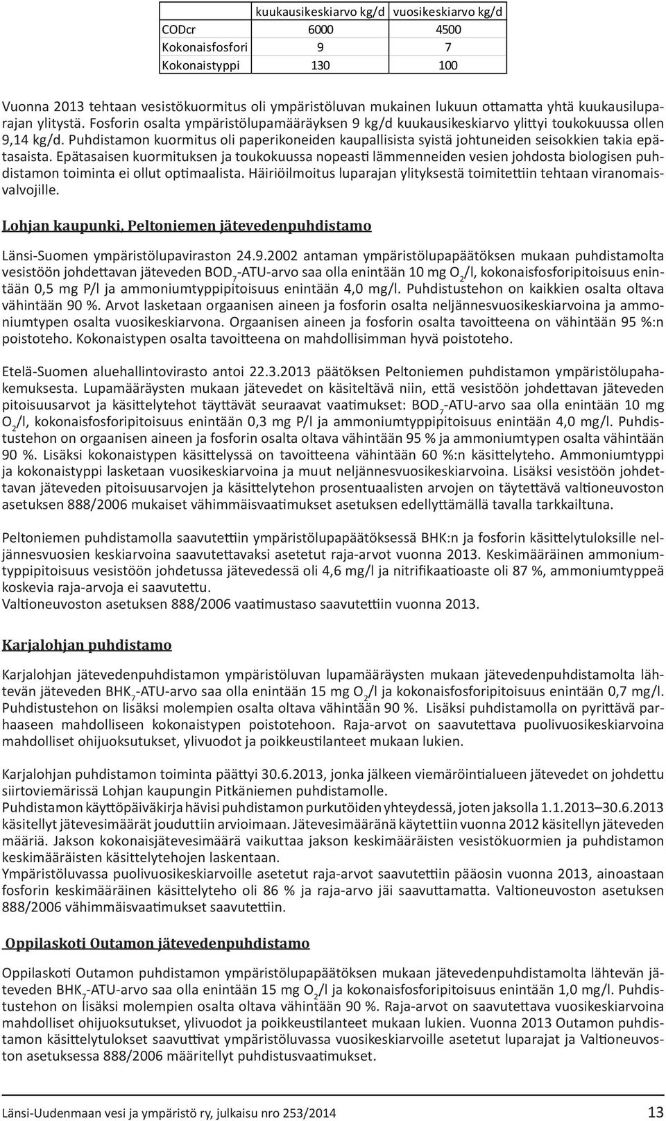 Puhdistamon kuormitus oli paperikoneiden kaupallisista syistä johtuneiden seisokkien takia epätasaista.