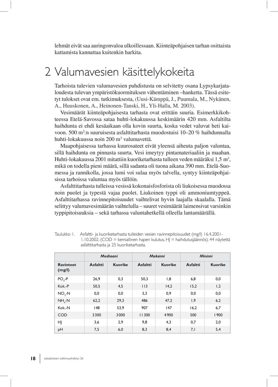 Tässä esitetyt tulokset ovat em. tutkimuksesta, (Uusi-Kämppä, J., Puumala, M., Nykänen, A., Huuskonen, A., Heinonen-Tanski, H., Yli-Halla, M. 2003).