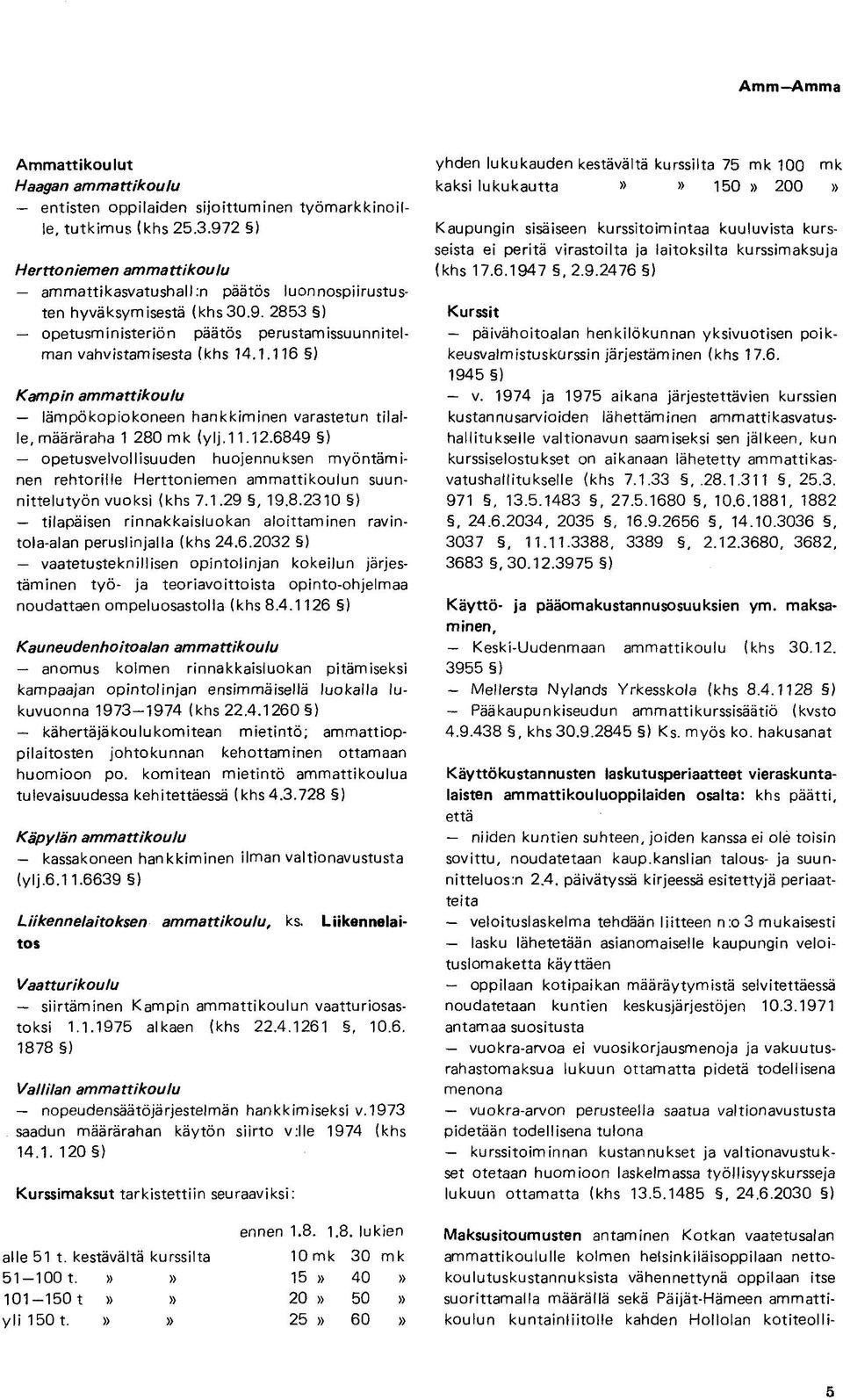 .1.116 ) Kampin ammattikoulu lämpökopiokoneen hankkiminen varastetun tilalle, määräraha 1 280 mk (ylj. 11.12.