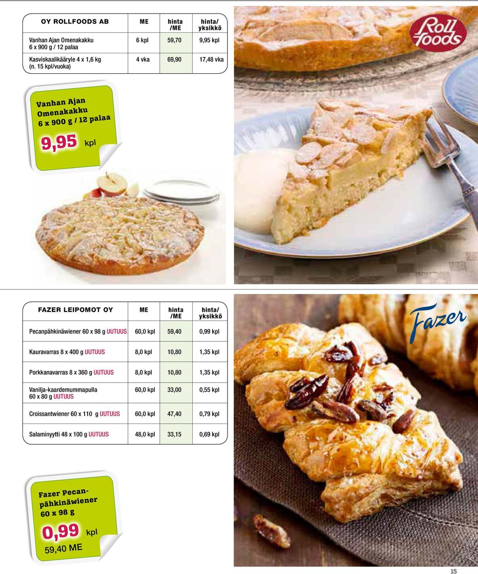 kpl Kauravarras 8 x 400 g UUTUUS 8,0 kpl 10,80 1,35 kpl Porkkanavarras 8 x 360 g UUTUUS 8,0 kpl 10,80 1,35 kpl Vanilja-kaardemummapulla 60,0 kpl 33,00 0,55 kpl 60 x 80