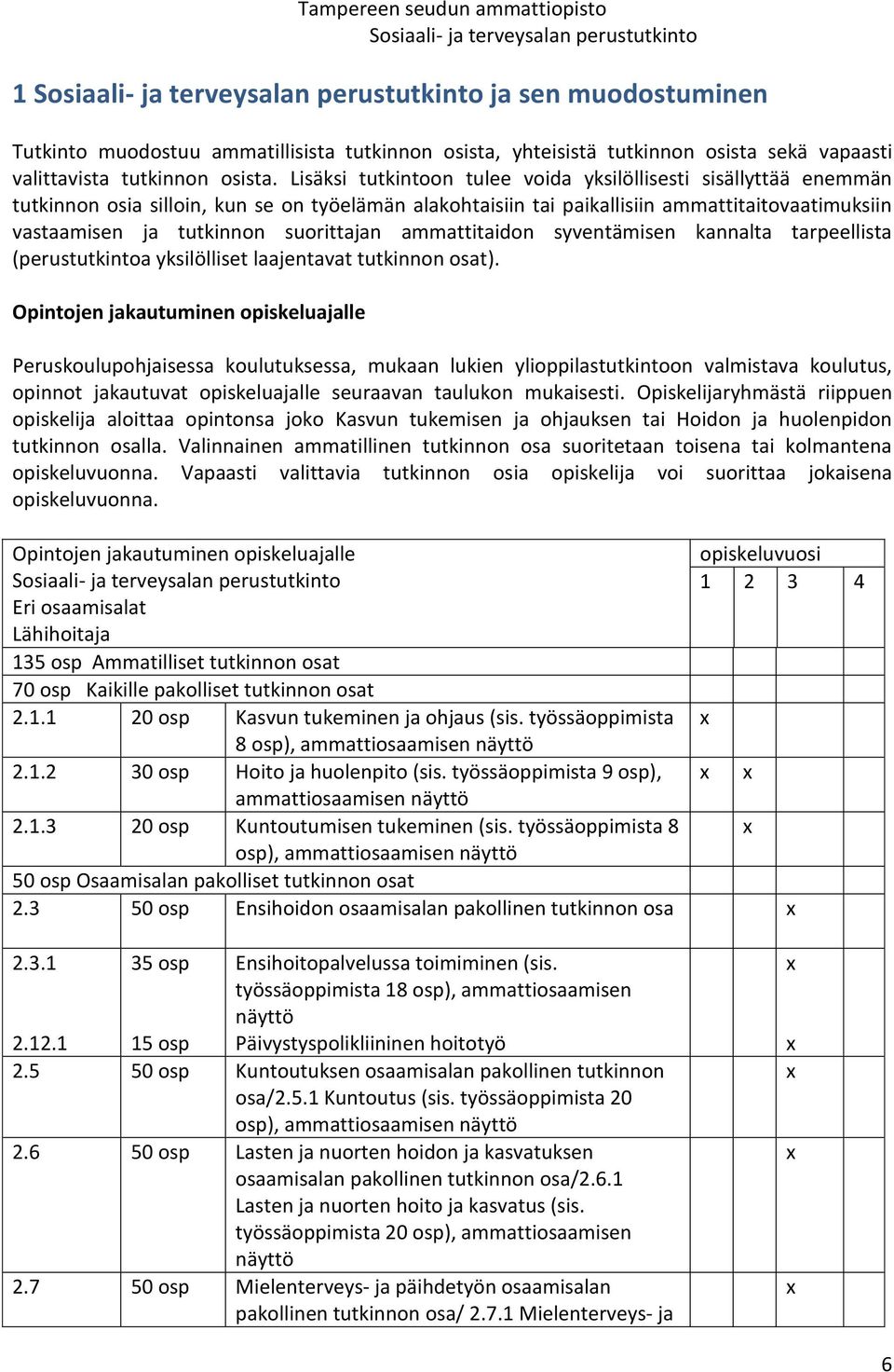 suorittajan ammattitaidon syventämisen kannalta tarpeellista (perustutkintoa yksilölliset laajentavat tutkinnon osat).