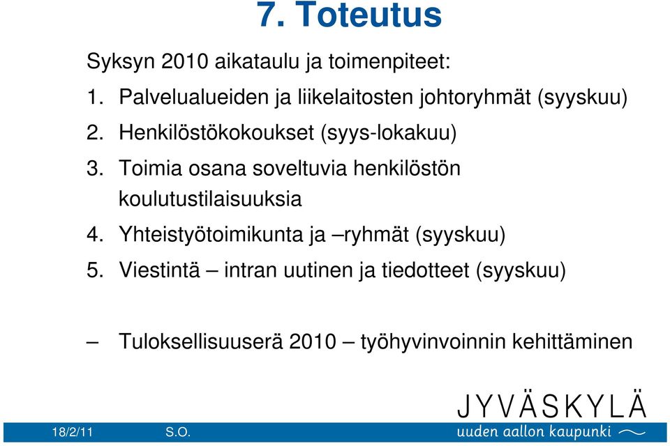 Henkilöstökokoukset (syys-lokakuu) 3.