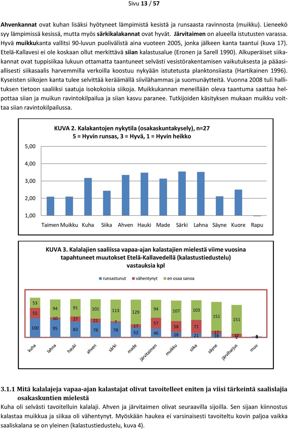 Etelä-Kallavesi ei ole koskaan ollut merkittävä siian kalastusalue (Eronen ja Sarell 1990).