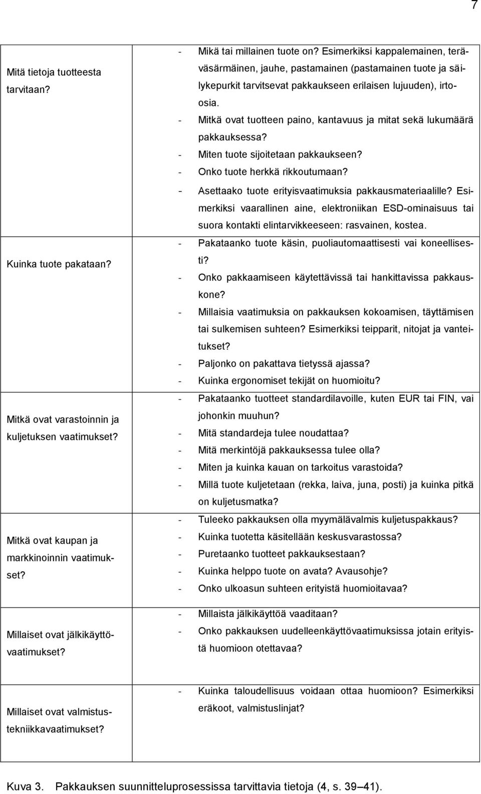 - Mitkä ovat tuotteen paino, kantavuus ja mitat sekä lukumäärä pakkauksessa? - Miten tuote sijoitetaan pakkaukseen? - Onko tuote herkkä rikkoutumaan?