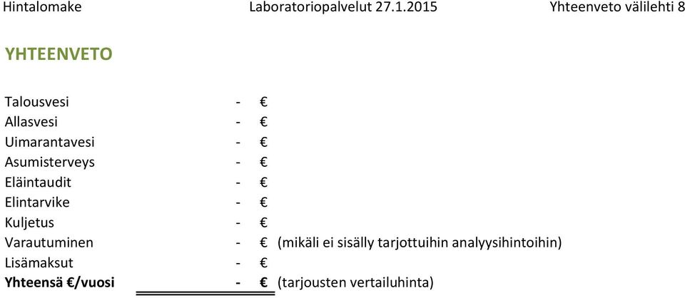 Uimarantavesi - Asumisterveys - Eläintaudit - Elintarvike - Kuljetus -