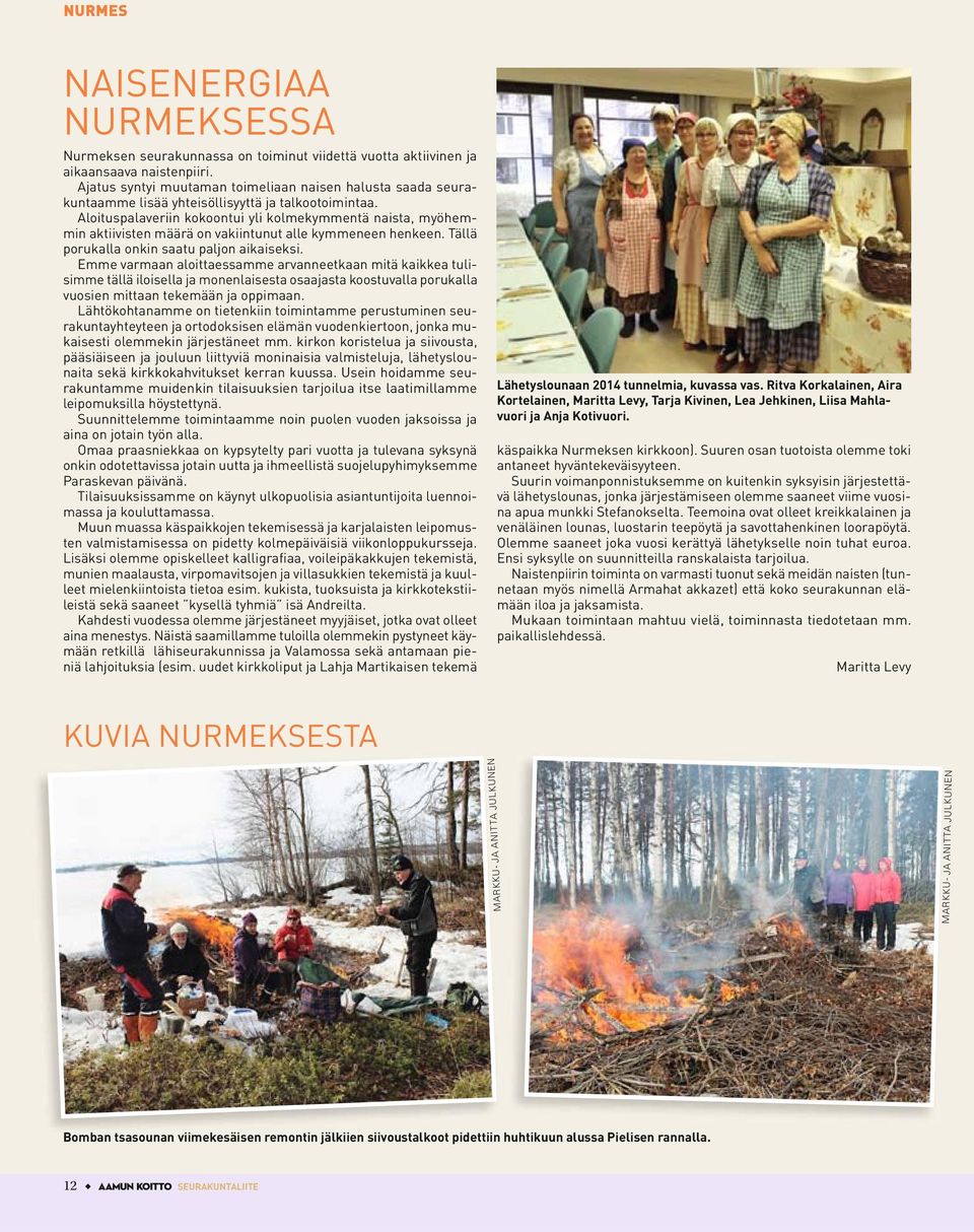 Aloituspalaveriin kokoontui yli kolmekymmentä naista, myöhemmin aktiivisten määrä on vakiintunut alle kymmeneen henkeen. Tällä porukalla onkin saatu paljon aikaiseksi.