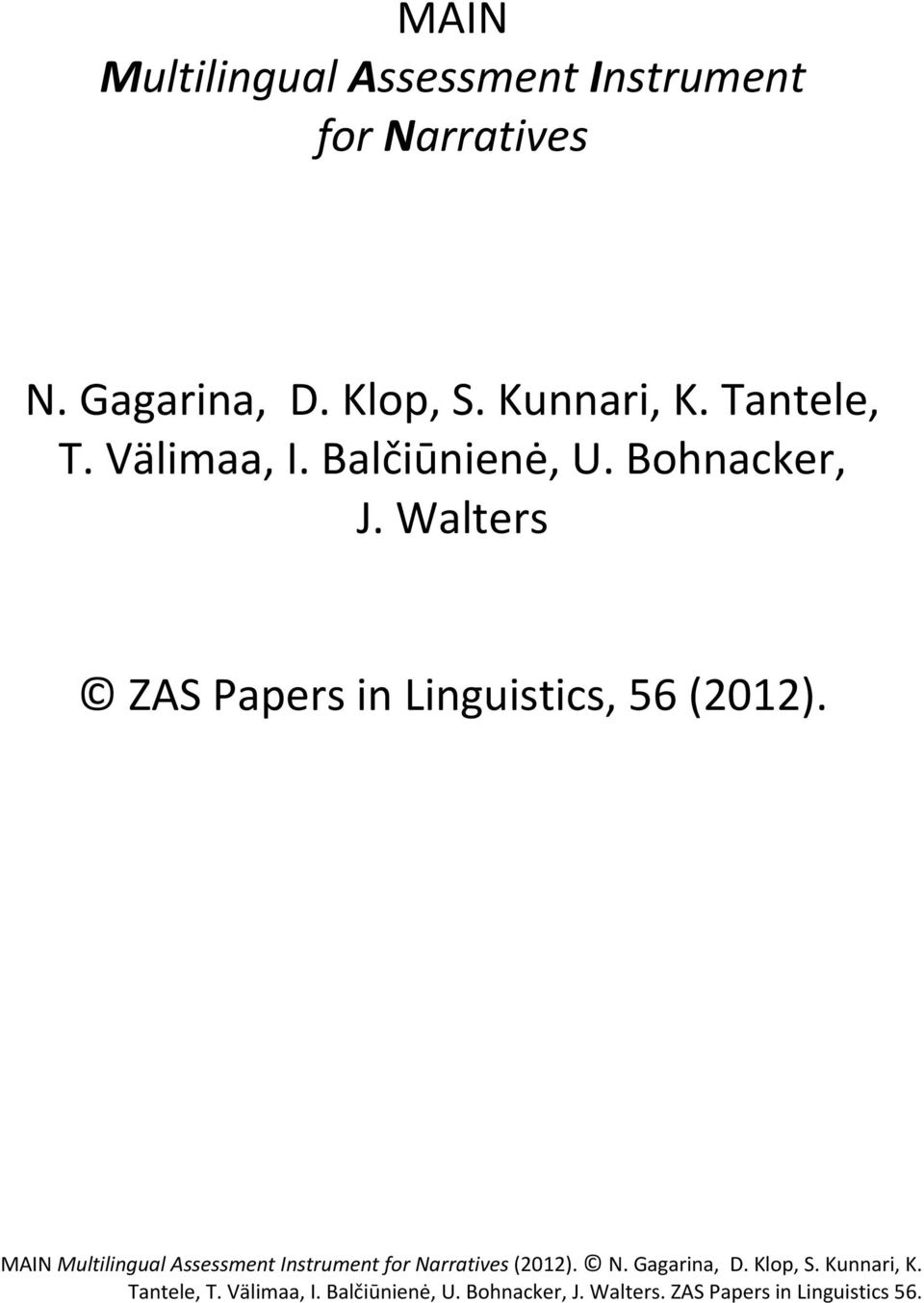 Bohnacker, J. Walters ZAS Papers in Linguistics, 56 (2012). K.