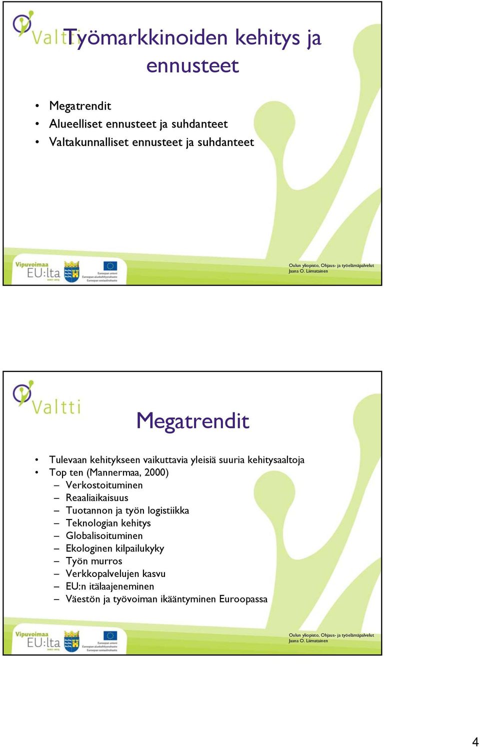 2000) Verkostoituminen Reaaliaikaisuus Tuotannon ja työn logistiikka Teknologian kehitys Globalisoituminen